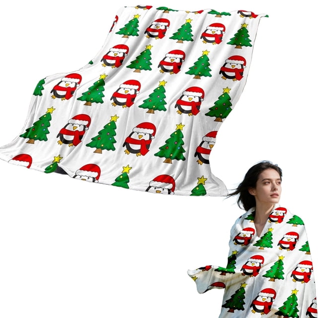 Décorations de Noël Couverture Extérieure Couverture Douillette en Molleton de Noël pour Enfants Couverture en Flanelle Douce et Pelucheuse avec Imprimés des Fêtes pour Canapé Lit Canapé Usage Intérieur et Extérieur Couverture en Polyester