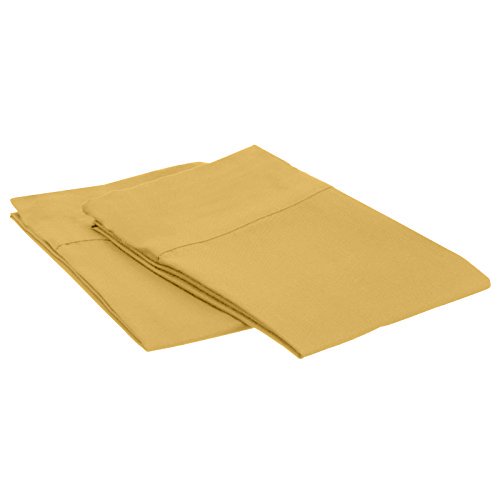 Taies d'Oreiller 100 % Coton, 400 Fils, 2 Pcs (Standard/Queen, Or)
