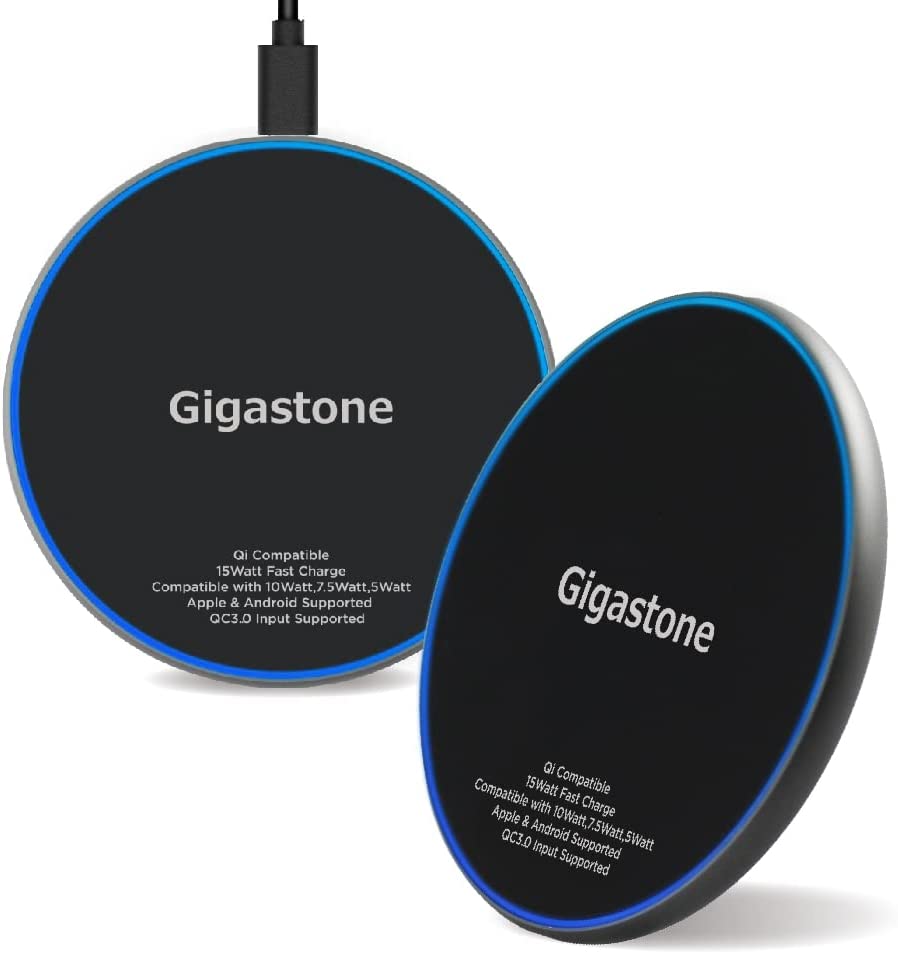 Giga [2 Pack] Wireless Charger, 15W Max Qi-Certified Fast Wireless Charging Pad, Compatible with iPhone