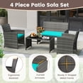 thumbnail image 2 of Gymax Set of 4 Patio Conversation Set w/Seat Cushions & Tempered Glass Tabletop Porch Turquoise, 2 of 6