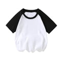 thumbnail image 4 of vdgthytj Lot de 2 T-Shirts Raglan d'Été pour Enfants Filles Garçons à Blocs de Couleur Col Ras du Cou Manches Courtes Décontractés Basiques Hauts Tees, 4 of 5