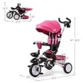 thumbnail image 4 of 6-In-1 Kids Baby Stroller Tricycle Detachable Learning Toy Bike w/ Canopy Pink, 4 of 9