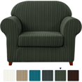 thumbnail image 1 of Subrtex Housse de Sofa en Jacquard Extensible à Rayures, 2 Pcs, 1 of 6
