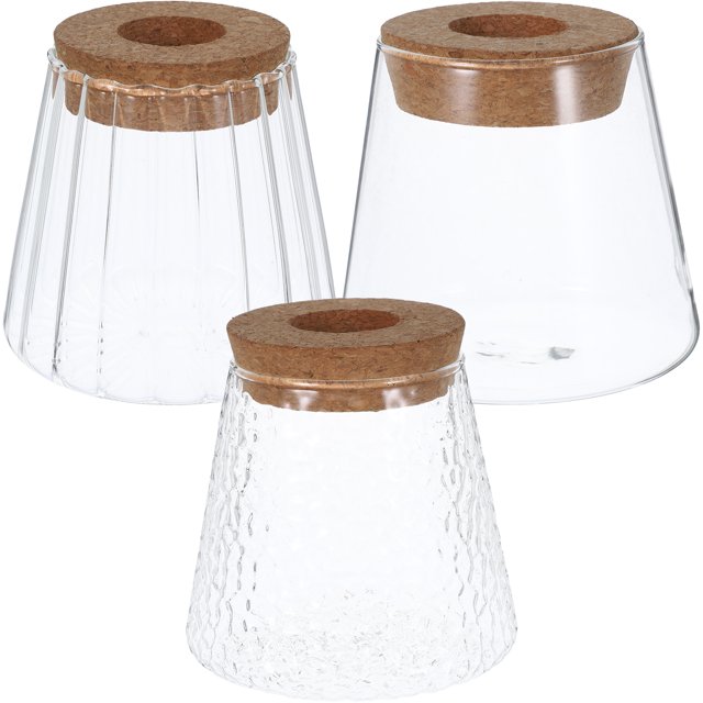 Miangastore Plant Terrarium Glass Cork 3Pcs Home Decoration 3.7X3.4X2.6In
