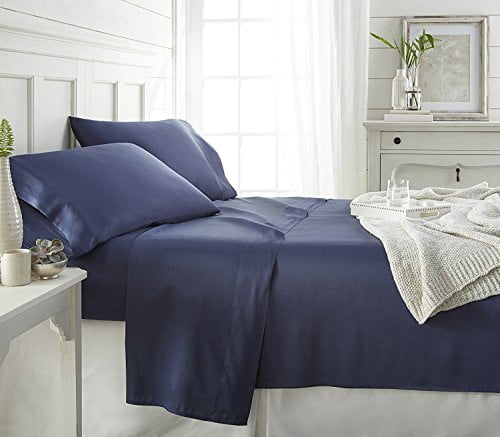 ienjoy Home Bamboo 4 Piece Sheet Set, Full, Navy
