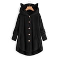 thumbnail image 2 of WEIYLL Womens Fleece Jacket Plus Size Button Plush Hooded Loose Cardigan Wool Black Going Out Fall Tops Size L, 2 of 6