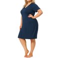 thumbnail image 4 of GRACE & GRANDEUR Nuisettes pour Femmes Grande Taille en Dentelle à Col en V à Manches Courtes Pyjama Tenue de Nuit Robe 4X Bleu Foncé, 4 of 6