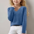thumbnail image 2 of LOVZFMLL Sweaters for Girls, V-Neck Ribbed Pullover Classic Casual Solid Color, Cozy Soft Layering Top Fall Clothes Warm Winter Tops Kid Girls Clothes for 8-9 Years, 2 of 6