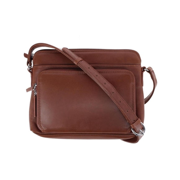 CTM® Leather Shoulder Bag Purse with Side Organizer (Women's)