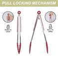 thumbnail image 4 of Unique Bargains Kitchen Tong Set Silicone Tips Stainless Steel Cooking Tongs 3Pcs Burgundy, 4 of 8