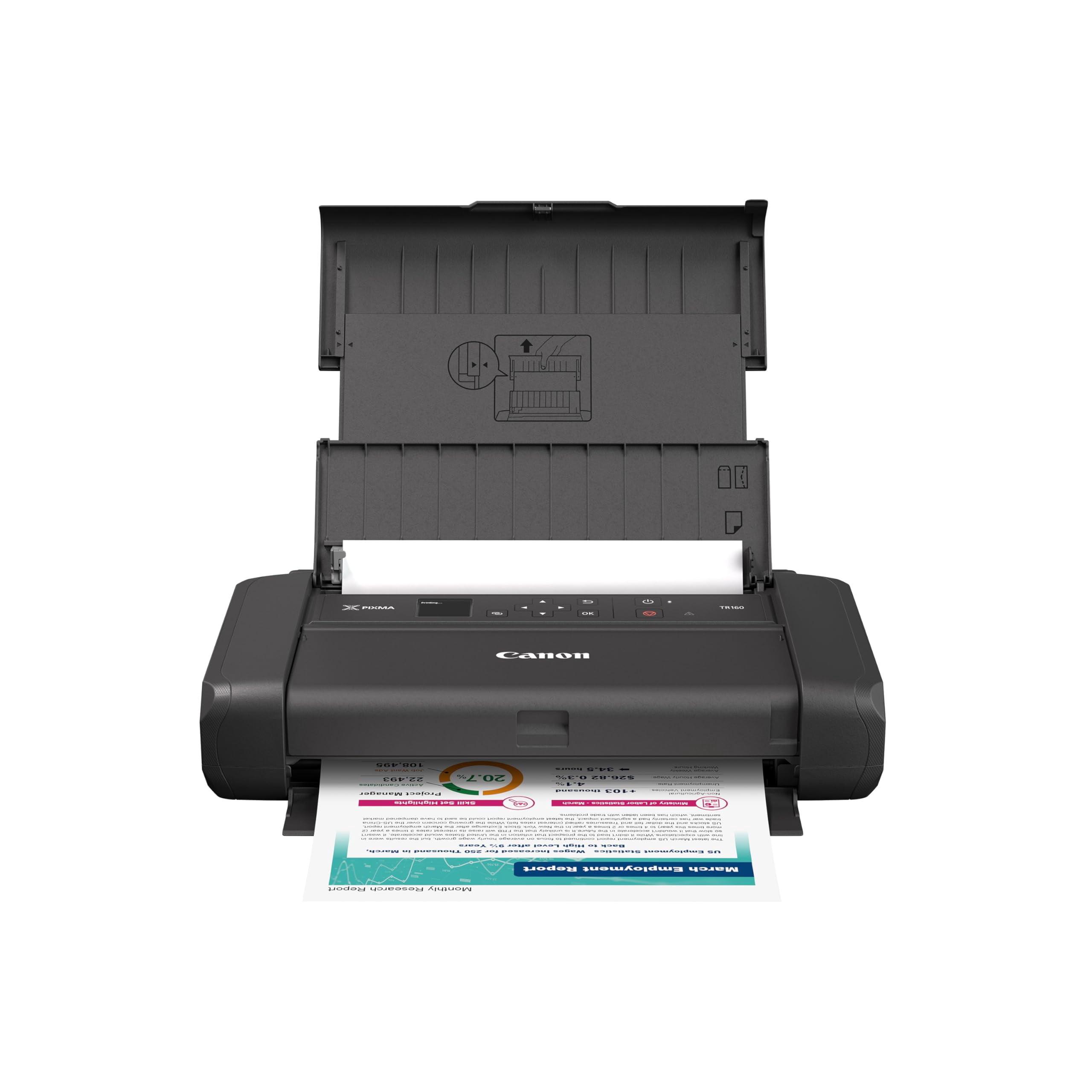 Imprimante portable sans fil Canon PIXMA TR160, bac à papier de 50 feuilles et écran de 1,44 po