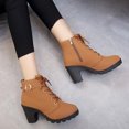 thumbnail image 4 of EGNMCR Bottines pour Femmes Femmes Rétro Talon Épais Chaussures à Talons Hauts Grande Taille à Lacets, 4 of 5
