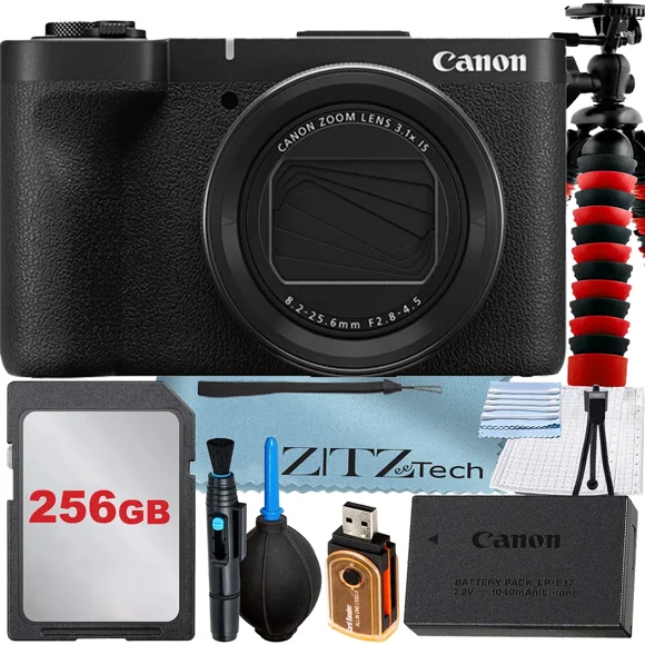Canon PowerShot V1 4K Vlogging Camera + 256GB Memory Card + Flexible Tripod + ZeeTech Accessory Bundle