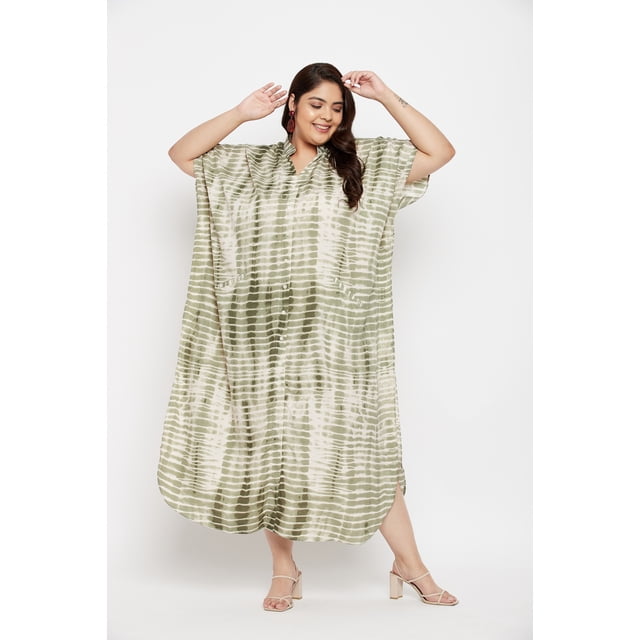 Oussum Robe Caftans pour Femme Grande Taille Imprimée Longue Maxi à Boutons Robes Caftan