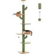Floor to Ceiling Cat Tree  Tall Cat Tower Inches Adjustable  Cactus Cat Tree with Extra Thick Scratching Posts  Replaceable Hammock and Soft Perch for Indoor Cats