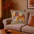 thumbnail image 4 of Aodebiao 1 Packs 3D Embossed Elephant Linen Pillow Cover Bohemian Style Decorative Cushion Case for Sofa Living Room Bedroom Throw Pillow Insert Not Included, 4 of 6
