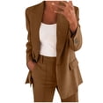 thumbnail image 1 of 2025 Women Two Piece Lapels Homecoming Pants Suits for Women Suit Set Business Long Women Jumpsuits and Rompers Dressy Sleeve Button formal Jacket Pant Suit Slim Loosetrouser Jacket, 1 of 4
