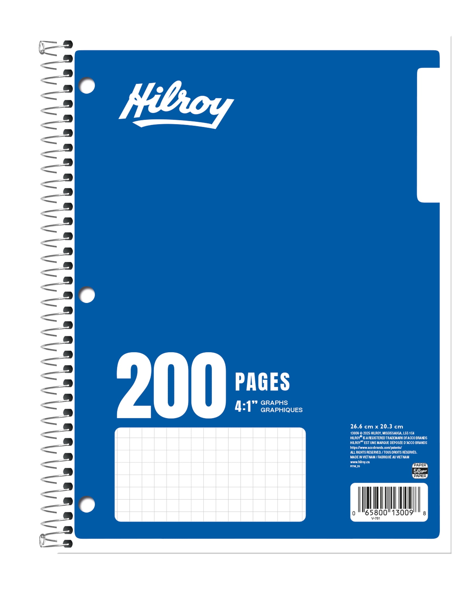 Hilroy® Quad 4-1" 200pg Notebook, Dark Blue