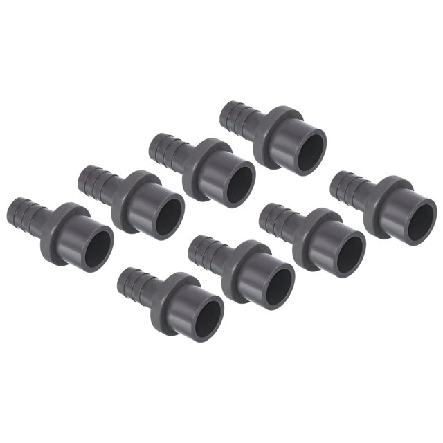 Unique Bargains UPVC Reducer Pipe Fitting 20mm OD 13mm Barbed, 8 Pack Straight Coupling Adapter Connector, Grey