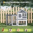 thumbnail image 4 of Double Layer Small Animal Hutch with Waterproof Roof, Wooden Rabbit Cage with Removable Tray and Non-Slip Ramp, Indoor Outdoor for Rabbits Chickens Ducks Guinea Pigs, Grey, 4 of 8