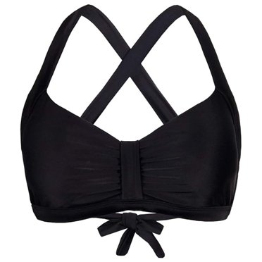 Haut de Maillot de Bain Bikini Uni Froncé Aguichant pour Femmes - Bretelles Ajustables en Nylon Spandex pour Vacances à la Plage