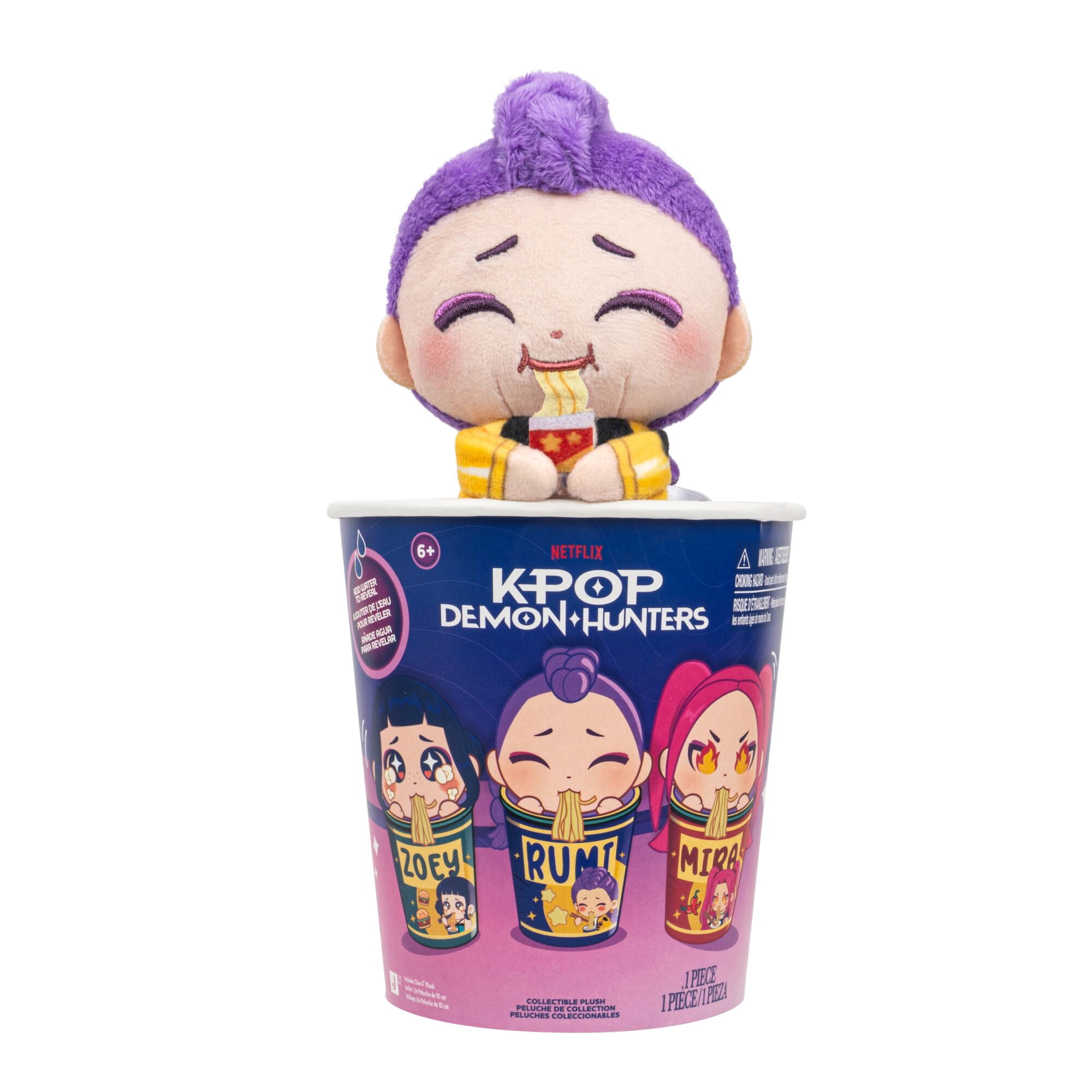 KPop Demon Hunters 4" Blind Mini Ramyeon Cups Assortment - Magic Water Reveal - Mini Collectible Plush - Ages 6+