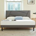 thumbnail image 1 of Twin Bed Frame, Platform Bed Frames Twin Size with Fabric Upholstered Headboard, No Box Spring Needed, Grey, 1 of 6