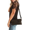 thumbnail image 2 of DYMADE Women Deep V Neck Lace Patchword Short Sleeve Tunic Top, 2 of 4