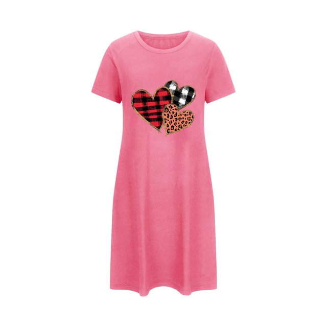 RXMEKW Chemise de Nuit Ample à Manches Courtes pour Femmes avec Imprimé sur la Poitrine en Polyester Spandex