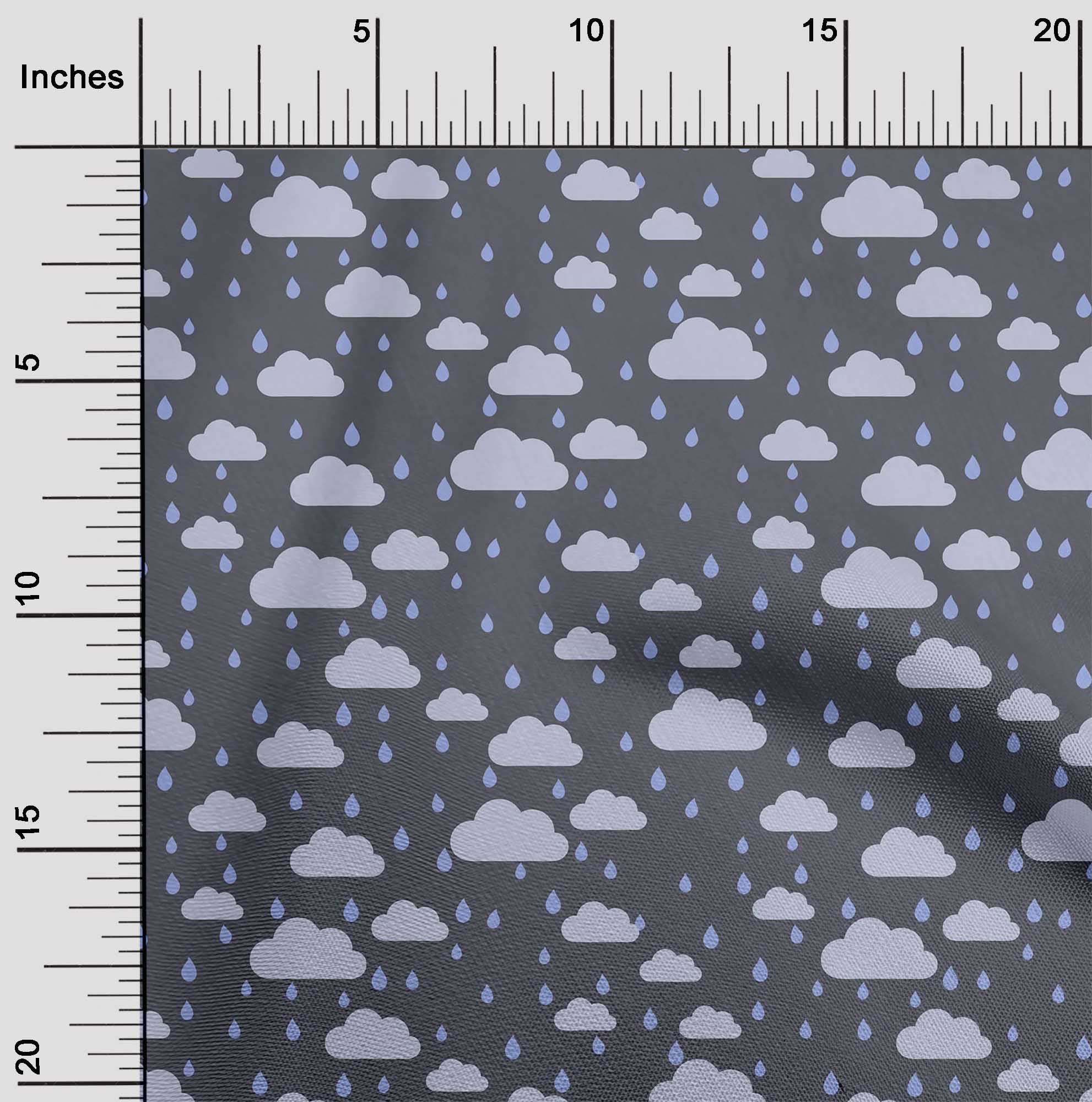 oneOone Viscose Jersey Fabric Raindrop & Clouds Nature Print Sewing Fabric BTY 60 Inch Wide