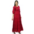 thumbnail image 4 of Bimba Robe Maxi d'Été en Coton à Manches 3/4 pour Femme, Taille à Cordon, 4 of 8