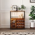 thumbnail image 2 of PIONEERWORKS 3-Tier Wine Bar Cabinet with Detachable Wine Rack and Storage Space, Buffet Cabinet with Glass Holder and Mesh Door, Sturdy MDF Construction for Dining Room Bar & Kitchen, 2 of 9