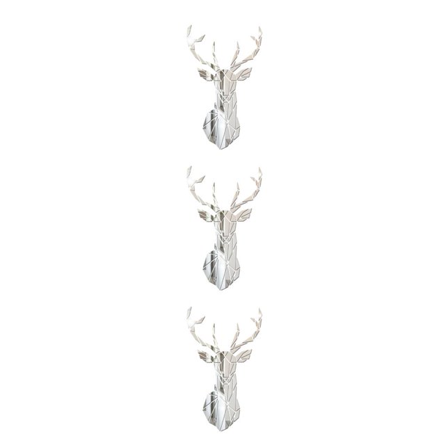 Wweixi Multifunctional 3D Mirror Deer Wall Sticker For Various Uses Personalized Home silver XL 3Set