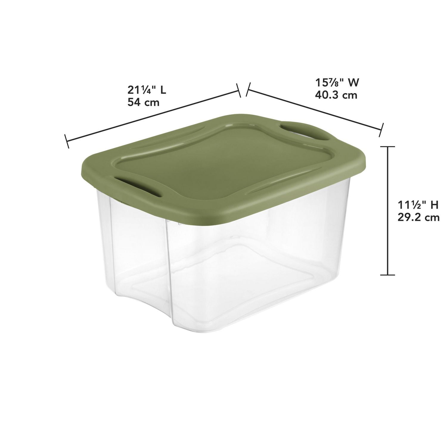 Sterilite Bac EZ Carry de 38 L, Bac de rangement transparent avec couvercle vert et poignées intégrées, 6 Pk