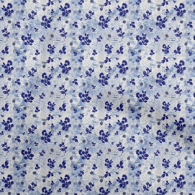 oneOone Velvet Royal Blue Fabric Floral & Greenery Sewing Craft Projects Fabric Prints By Yard 58 Inch Wide-JA