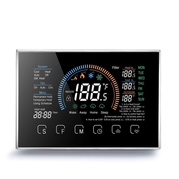 Heat Pump Room Controller 4.8 Inch Color LCD Screen Programmable Touch Control for Home Office Hotel