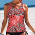 thumbnail image 2 of Hauts de Tankini Modestes pour Femmes Haut de Maillot de Bain Seulement Haut de Maillot à Col Licou à Col Ras du Cou Graphique Hauts de Maillot de Bain Dos Découpé Hauts de Maillots de Bain, 2 of 4