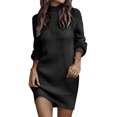 thumbnail image 1 of Kcodviy Automne Hiver Robe à Manches Longues Effet Suède Col Roulé Couleur Unie Décontractée Robe Chandail à Taille Nouée Chandail pour Dames Chandail à Col Bénitier pour Femmes Robe, 1 of 5