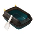 thumbnail image 1 of Cat Open Top Pet Litter Tray Cat Sand Box and Spoon Portable High Sided Kitten Green, 1 of 9