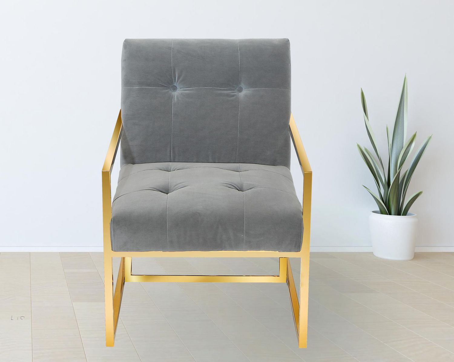 Chaise en tissu suède gris Alina K-Living de couleur grise