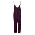 thumbnail image 5 of Summer Jumpsuits for Women Spaghetti Straps Solid Color Wide Leg Long Pants Rompers Casual Loose Fit Beach Jumpsuits, 5 of 5
