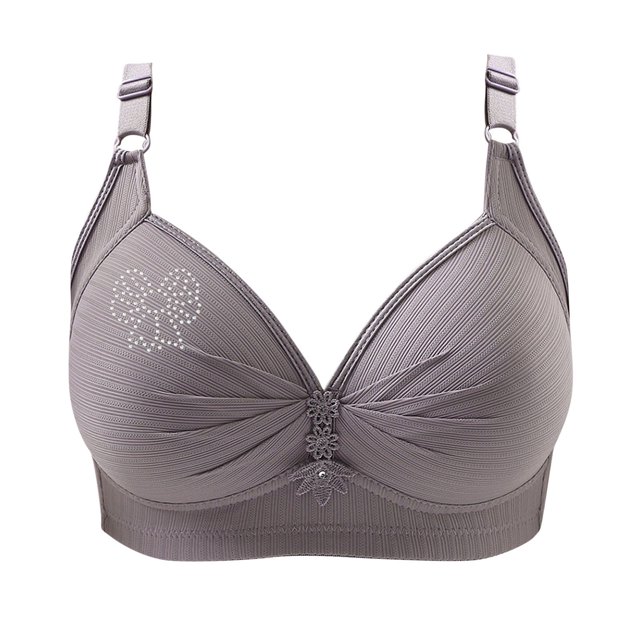 Birdeem Bras for Women Womans Printing Gathered Together Large Size Daily Bra Underwear No Rims