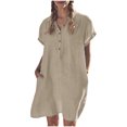 thumbnail image 1 of Babysbule Robe pour Femme Liquidation Mode Robe d'Été Décontractée en Coton Ample à Manches Courtes Unie Robe Chemise, 1 of 8
