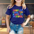 thumbnail image 2 of WEAIXIMIUNG T-Shirts de Sport pour Filles 10-12 Ans Rentrée Scolaire Imprimé Graphique Col Rond Manches Courtes T-Shirt Décontracté d'Été, 2 of 4