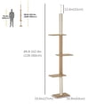 thumbnail image 3 of PawHut 100" Floor To Ceiling Cat Tree with 3 Perches, Brown, 3 of 10