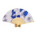 thumbnail image 2 of YAOMOBB Elegant Folding Fan Double Sided Flower Pattern Bamboo Catwalks Lightweight Hand Held Party Props, 2 of 7