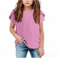 thumbnail image 1 of Yanlir 2025 Chemises d'Été pour Enfants Manches Raglan T-Shirt Graphique à Manches Courtes Haut à Col Rond T-Shirt pour Filles Tee Ample Décontracté Hauts (Rose, 12 Ans), 1 of 5