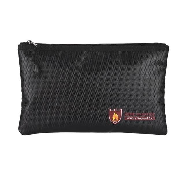walmeck Fireproof Document Bag Silicone Coated Fiberglass Money Bag Pouch Holder Water Fire Resistant with Zipper Closure Storage for File Jewelry Valuables, Small Size