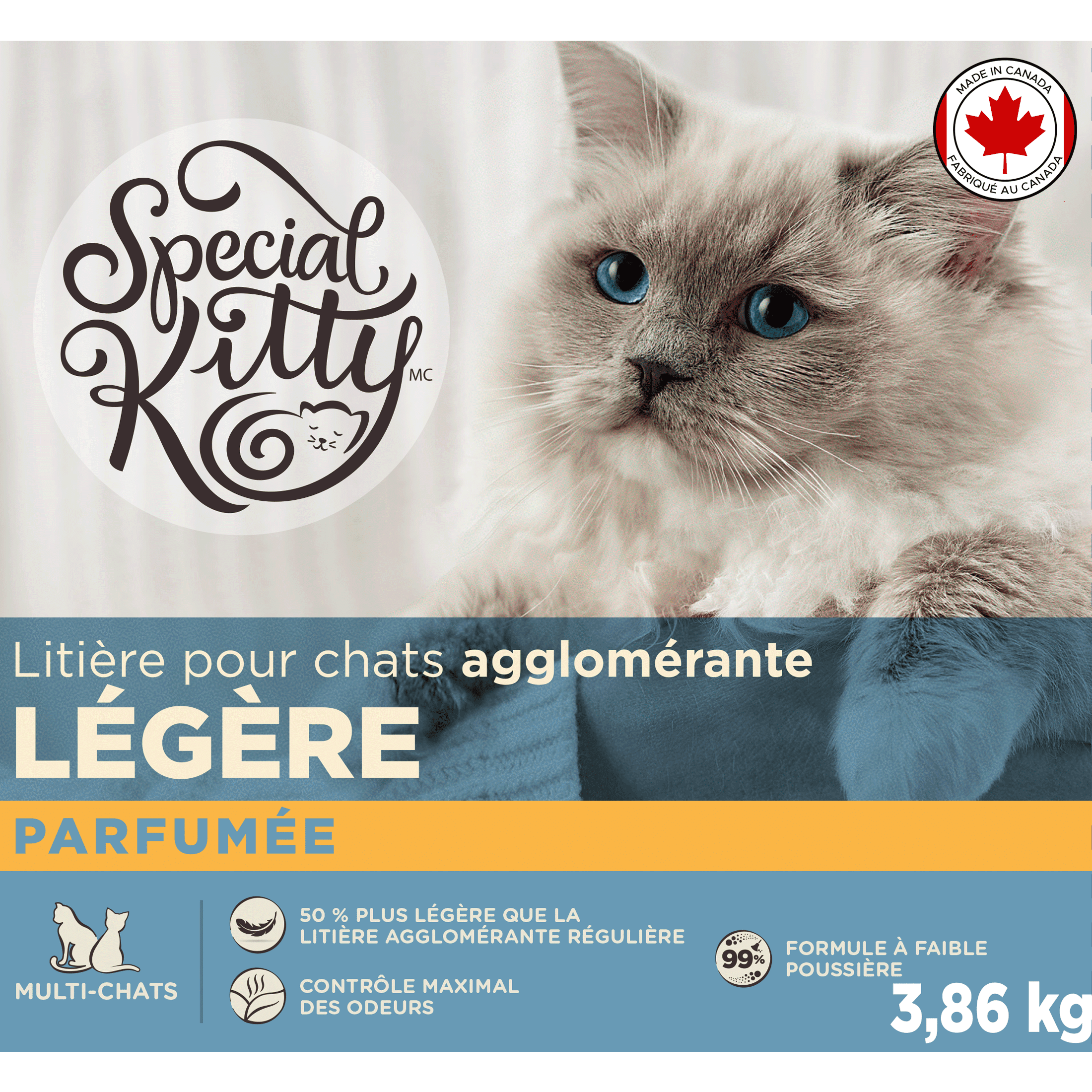 Special Kitty Litière Parfumée Agglomérante Légère pour Plusieurs Chats 3.86kg