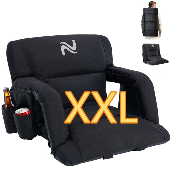 ABORON Stadium Seats for Bleachers with Back Support Extra Wide 25 Inch, Portable Thicker Padded Stadium Seat Bleacher Chair with 6 Reclining Positions, Armrests, Stadium Chairs for Sport Event